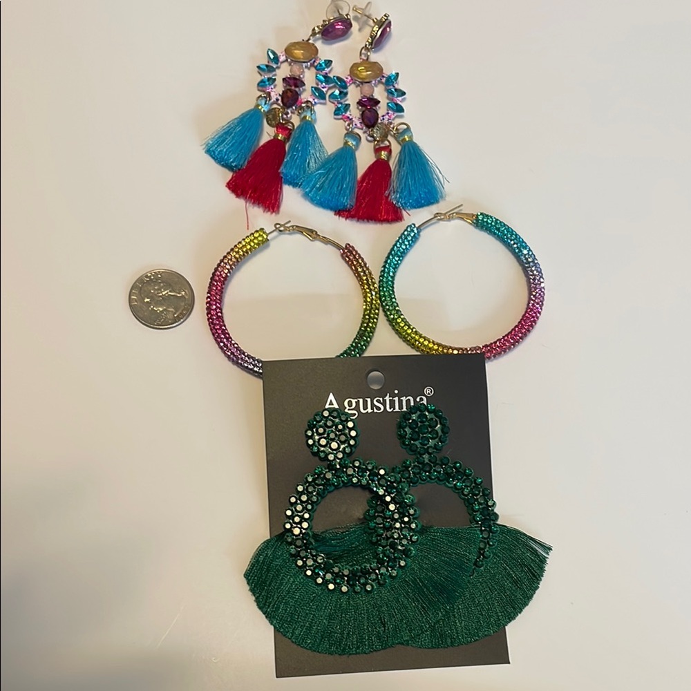 Gustin Green Tassel Earrings with Circular Design